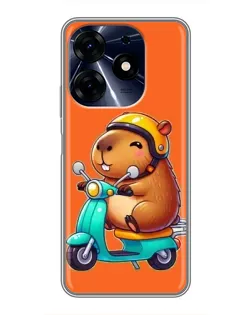 Чехол для TECNO Spark 10 Pro с картинкой «Капибара на скутере»