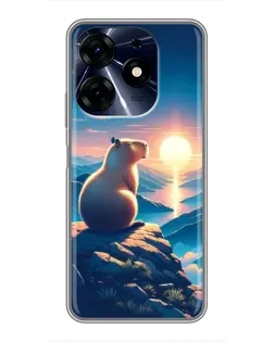 Чехол для TECNO Spark 10 Pro с картинкой «Закат солнца с капибарой»