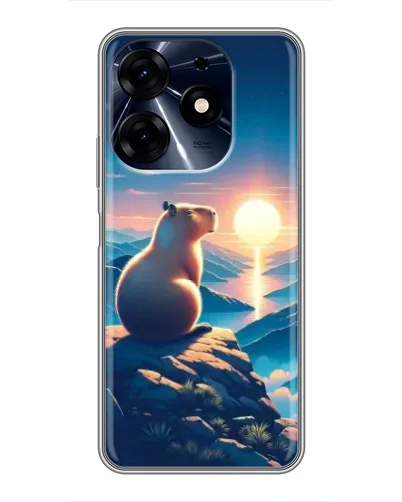 Чехол для TECNO Spark 10 Pro с картинкой «Закат солнца с капибарой»