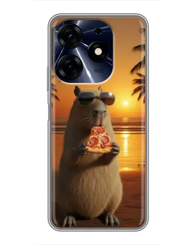 Чехол для TECNO Spark 10 Pro с картинкой «Капибара с пиццей»