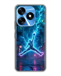 Чехол для TECNO Spark 10 с картинкой «Jordan Gold Jumpman»