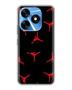 Чехол для TECNO Spark 10 с картинкой «Jordan Red Pattern»