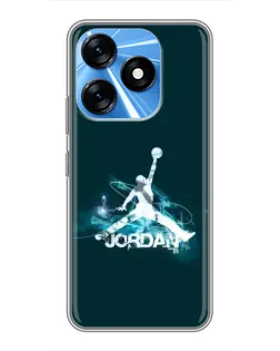 Чехол для TECNO Spark 10 с картинкой «Jordan Blue Fire»