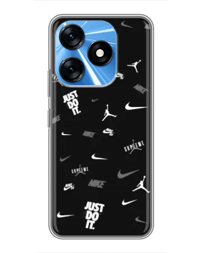 Чехол для TECNO Spark 10 с картинкой «Nike Black Pattern»