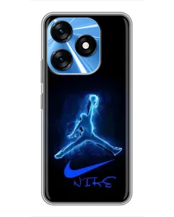 Чехол для TECNO Spark 10 с картинкой «Jordan Neon Blue»