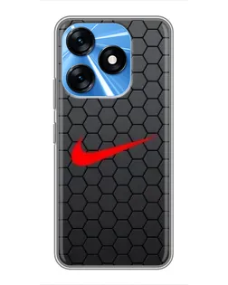 Чехол для TECNO Spark 10 с картинкой «Nike — карбоновая сетка»