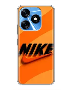 Чехол для TECNO Spark 10 с картинкой «Оранжевый драйв Nike»