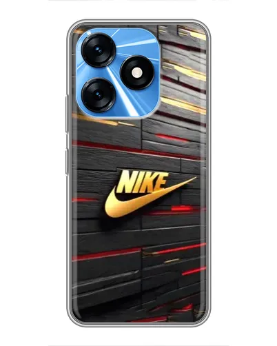 Чехол для TECNO Spark 10 с картинкой «Золотой Nike на металле»