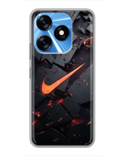 Чехол для TECNO Spark 10 с картинкой «Nike — эффект разломов» Чехол для TECNO Spark 10 с картинкой «Nike — эффект разломов»