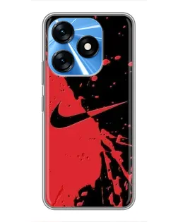 Чехол для TECNO Spark 10 с картинкой «Красные брызги Nike» Чехол для TECNO Spark 10 с картинкой «Красные брызги Nike»