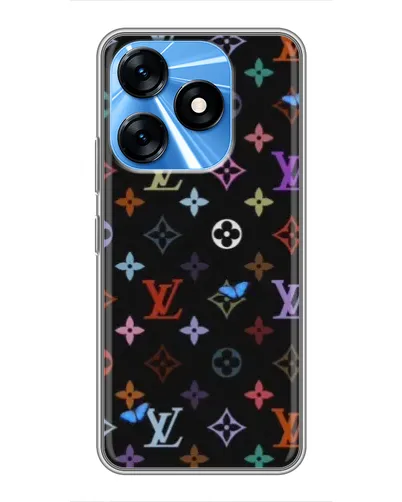 Чехол для TECNO Spark 10 с картинкой «Цветная монограмма LV»