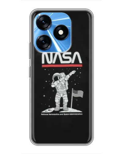Чехол для TECNO Spark 10 с картинкой «NASA — шагаем по Луне»