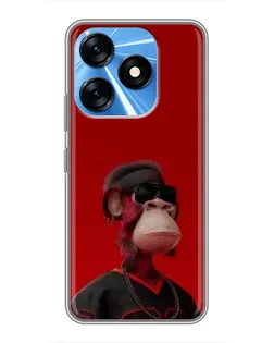 Чехол для TECNO Spark 10 с картинкой «Bored Ape в красном»