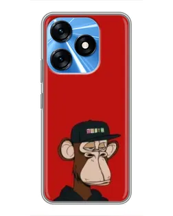 Чехол для TECNO Spark 10 с картинкой «Bored Ape — красный фон»