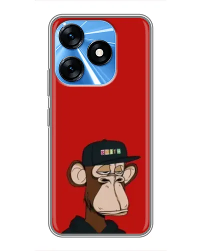 Чехол для TECNO Spark 10 с картинкой «Bored Ape — красный фон»