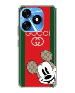 Чехол для TECNO Spark 10 с картинкой «Gucci — полосы и Микки»