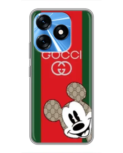 Чехол для TECNO Spark 10 с картинкой «Gucci — полосы и Микки»