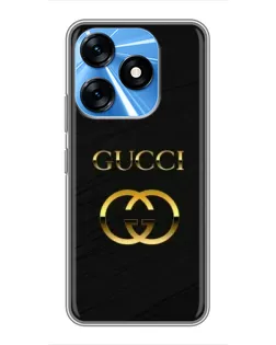Чехол для TECNO Spark 10 с картинкой «Золотой логотип Gucci»