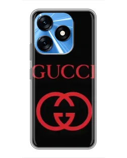 Чехол для TECNO Spark 10 с картинкой «Gucci — красный логотип»