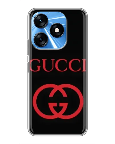 Чехол для TECNO Spark 10 с картинкой «Gucci — красный логотип»