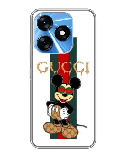 Чехол для TECNO Spark 10 с картинкой «Микки Маус Gucci — полосы»