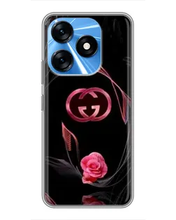 Чехол для TECNO Spark 10 с картинкой «Gucci — неоновая роза»