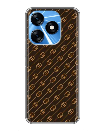Чехол для TECNO Spark 10 с картинкой «Gucci — золотые диагонали»