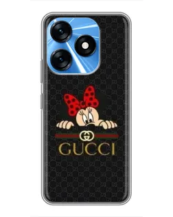 Чехол для TECNO Spark 10 с картинкой «Минни Маус Gucci — черный»