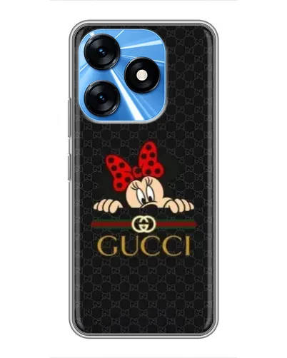 Чехол для TECNO Spark 10 с картинкой «Минни Маус Gucci — черный»