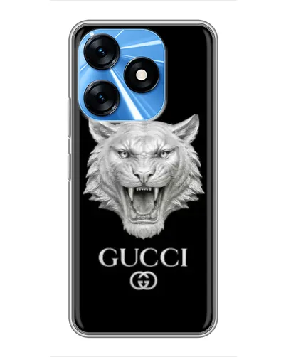 Чехол для TECNO Spark 10 с картинкой «Gucci — серебряный лев» Чехол для TECNO Spark 10 с картинкой «Gucci — серебряный лев»