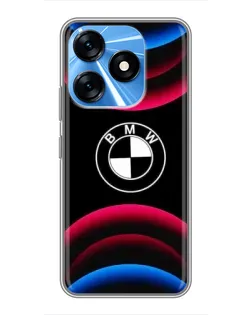 Чохол для TECNO Spark 10 з картинкою «Логотип BMW та неонові дуги»