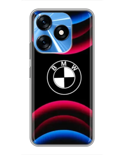 Чохол для TECNO Spark 10 з картинкою «Логотип BMW та неонові дуги»