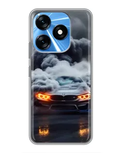 Чохол для TECNO Spark 10 з картинкою «BMW у диму»