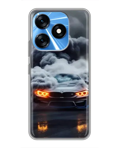 Чохол для TECNO Spark 10 з картинкою «BMW у диму»