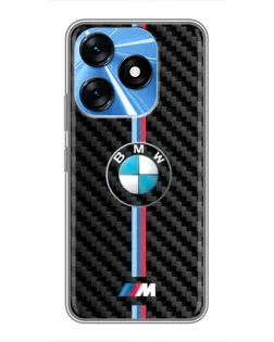 Чохол для TECNO Spark 10 з картинкою «Емблема BMW та карбон»