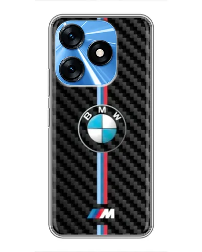 Чохол для TECNO Spark 10 з картинкою «Емблема BMW та карбон»