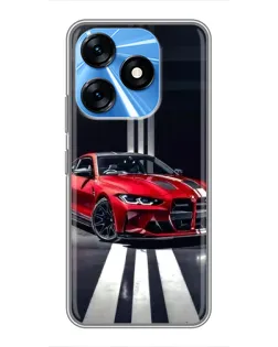 Чохол для TECNO Spark 10 з картинкою «Червона BMW на дорозі»
