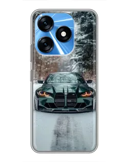 Чохол для TECNO Spark 10 з картинкою «BMW у зимовому лісі»
