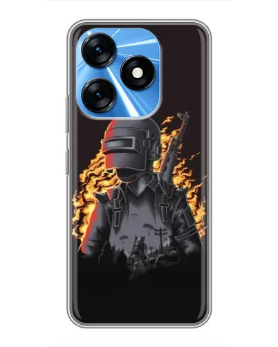 Чехол для TECNO Spark 10 с картинкой «PUBG — огненный силуэт»
