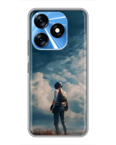 Чехол для TECNO Spark 10 с картинкой «Герой PUBG на скале»