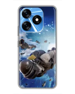 Чехол для TECNO Spark 10 с картинкой «Десант PUBG — прыжок»