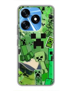 Чехол для TECNO Spark 10 с картинкой «Криперы Minecraft»