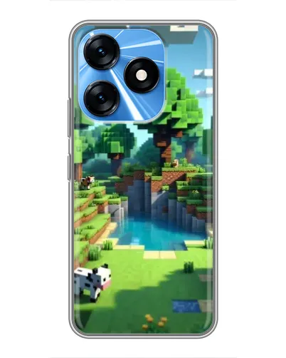 Чехол для TECNO Spark 10 с картинкой «Minecraft летний день»