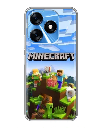 Чехол для TECNO Spark 10 с картинкой «Minecraft классический мир»