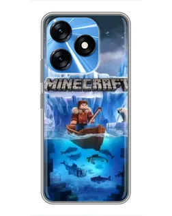 Чехол для TECNO Spark 10 с картинкой «Minecraft ледяной мир»