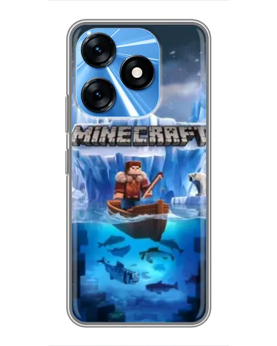 Чехол для TECNO Spark 10 с картинкой «Minecraft ледяной мир»