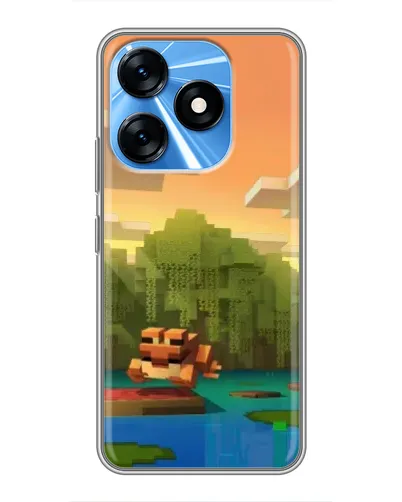 Чехол для TECNO Spark 10 с картинкой «Майнкрафт закат солнца»