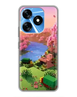 Чехол для TECNO Spark 10 с картинкой «Розовое дерево Minecraft»