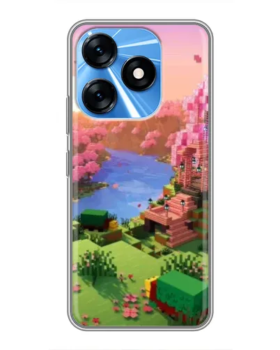 Чехол для TECNO Spark 10 с картинкой «Розовое дерево Minecraft»