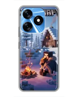 Чехол для TECNO Spark 10 с картинкой «Зимний Minecraft»